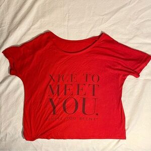 Taylor Swift Women’s 1989 Era ‘Nice To Meet You’ Blank Space Red Crop Top TShirt